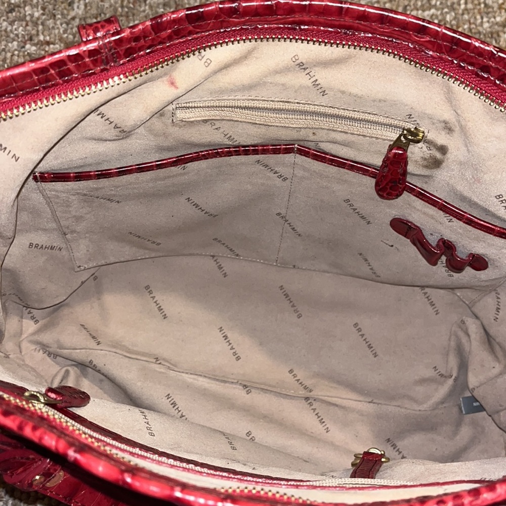 Brahmin Red Crocodile-Embossed Shoulder Bag - Picture 6 of 12